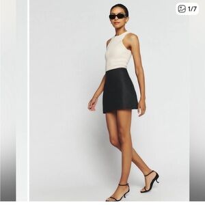 Reformation Black Veranda Linen Mini Skirt Size 4